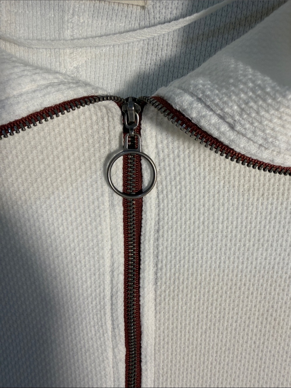 We The Free White Half-Zip Pullover with Brown Trim - Picture 3 of 12